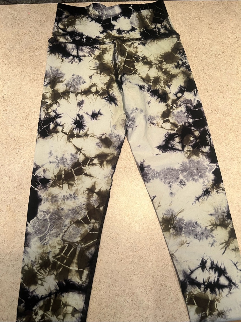 Electric & Rose Olive, Black & Cream Tie-Dye Leggings